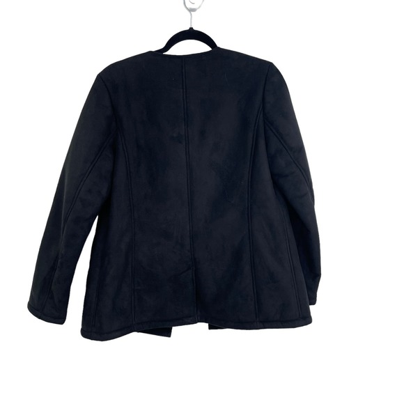 Banana Republic Faux Suede Sherpa Lined Moto Jacket Black Small - Picture 6 of 8